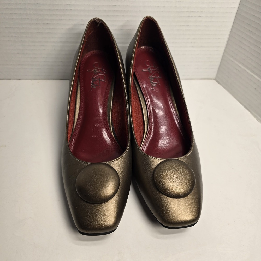 LifeStride LOLLY Womens Size 7 1/2 N Bronze Metallic Square Toe Block Heel